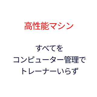 高性能マシン。すべてを コンピュータ管理、 トレーナーいらず